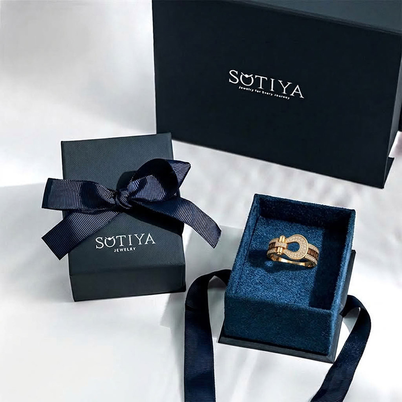 Sotiya Shackle Buckle Coffee Unisex Cocktail Ring Sterling Silver