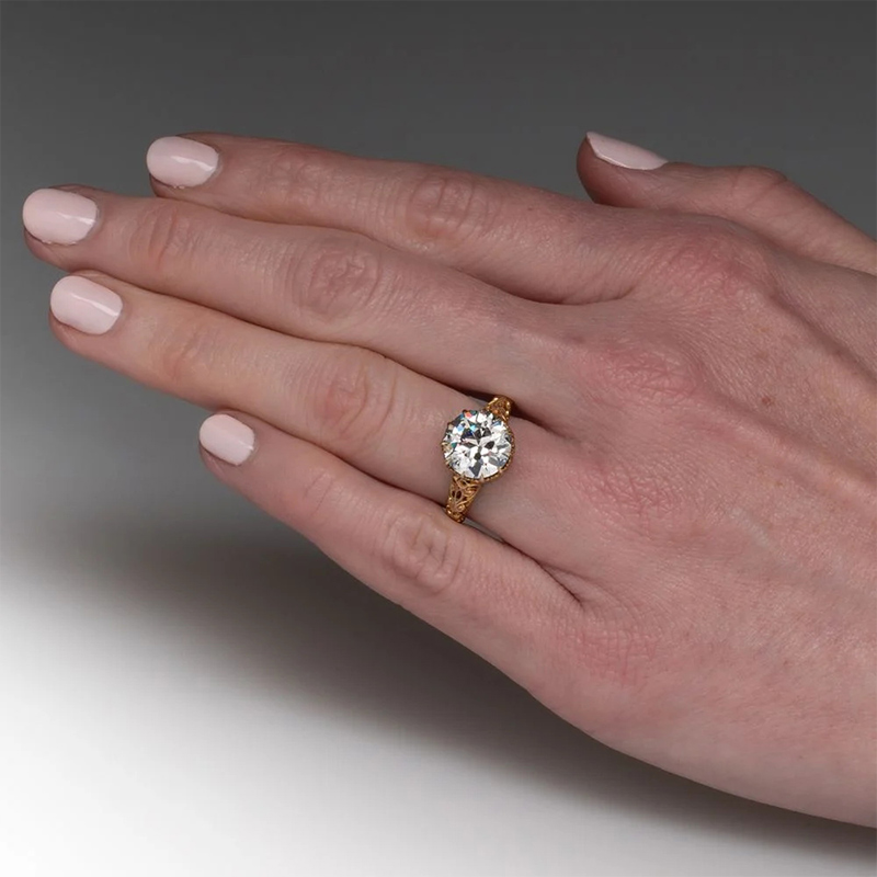 Sotiya Spectacular Victorian Vintage Round Cut Engagement Ring Sterling Silver-Sotiya