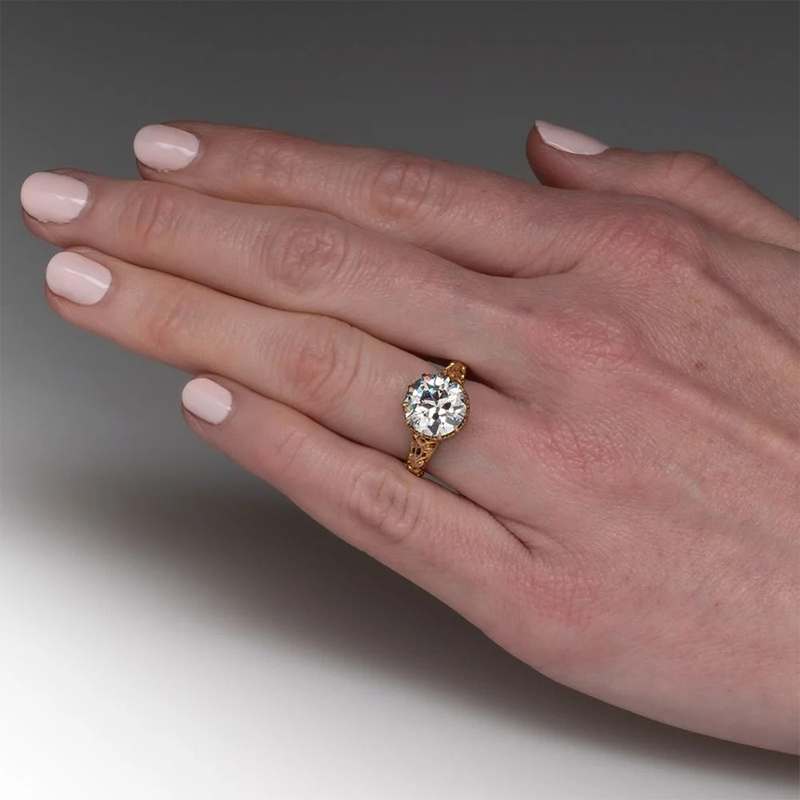 Sotiya Spectacular Victorian Vintage Round Cut Engagement Ring Sterling Silver-Sotiya