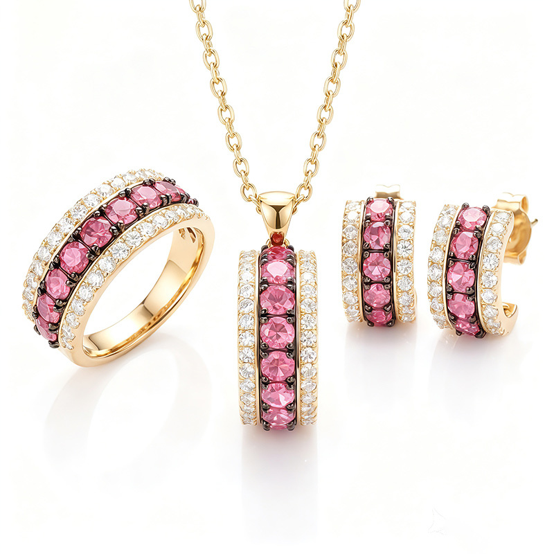 Sotiya Three-Row Round Cut Jewelry Set Sterling Silver-Sotiya