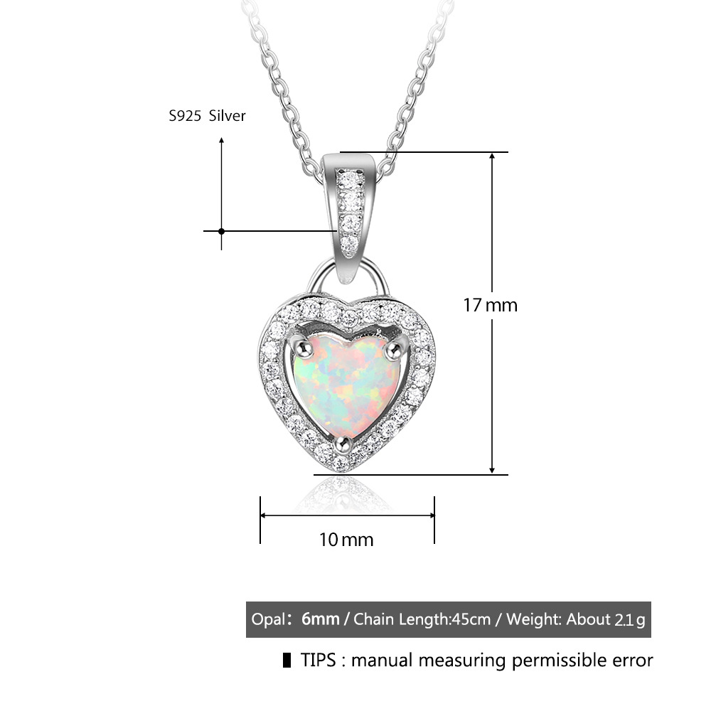 Sotiya Halo Heart Cut Opal Necklace Sterling Silver-Sotiya