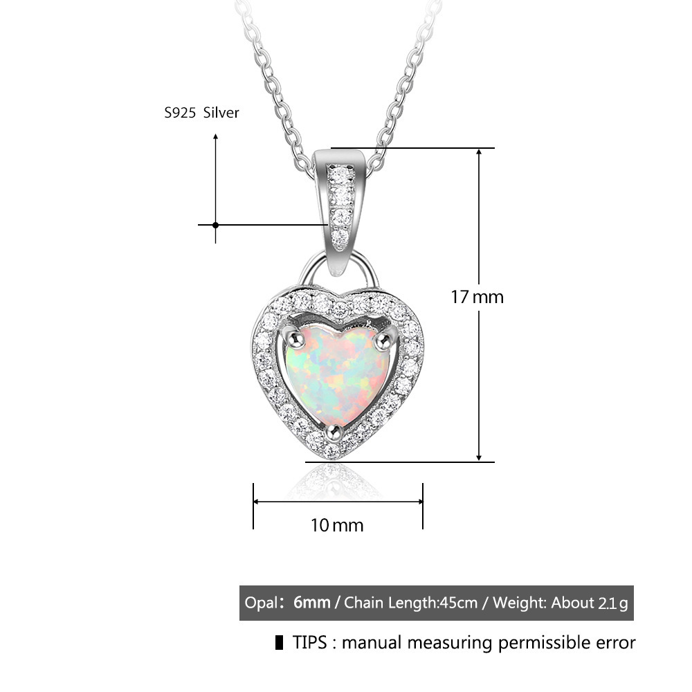 Sotiya Halo Heart Cut Opal Necklace Sterling Silver-Sotiya