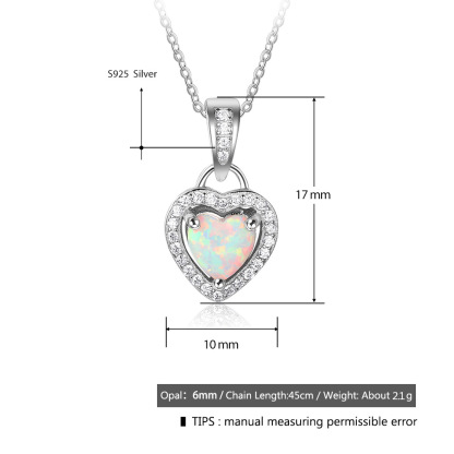 Sotiya Halo Heart Cut Opal Necklace Sterling Silver-Sotiya