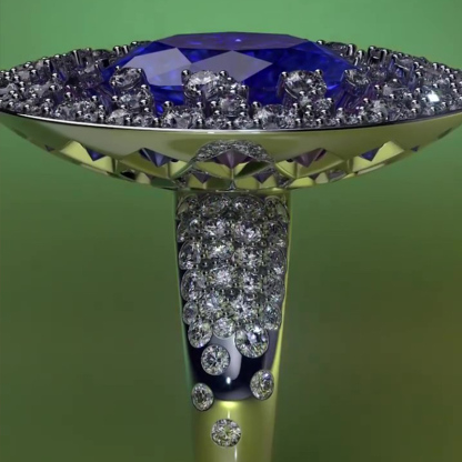 Sotiya Artist Collection Water Lilies Oval Cut Sapphire Blue Cocktail Ring Sterling Silver-Sotiya