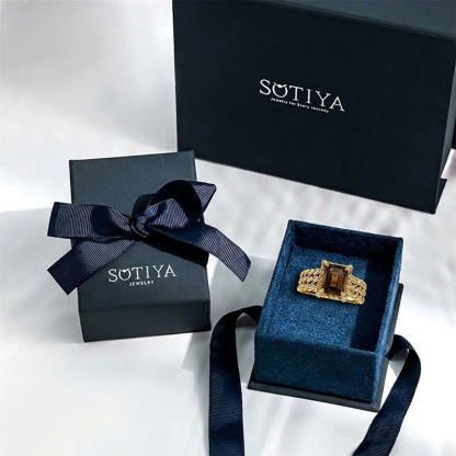 Sotiya Twisted Rope Emerald Cut Coffee Engagement Ring Sterling Silver