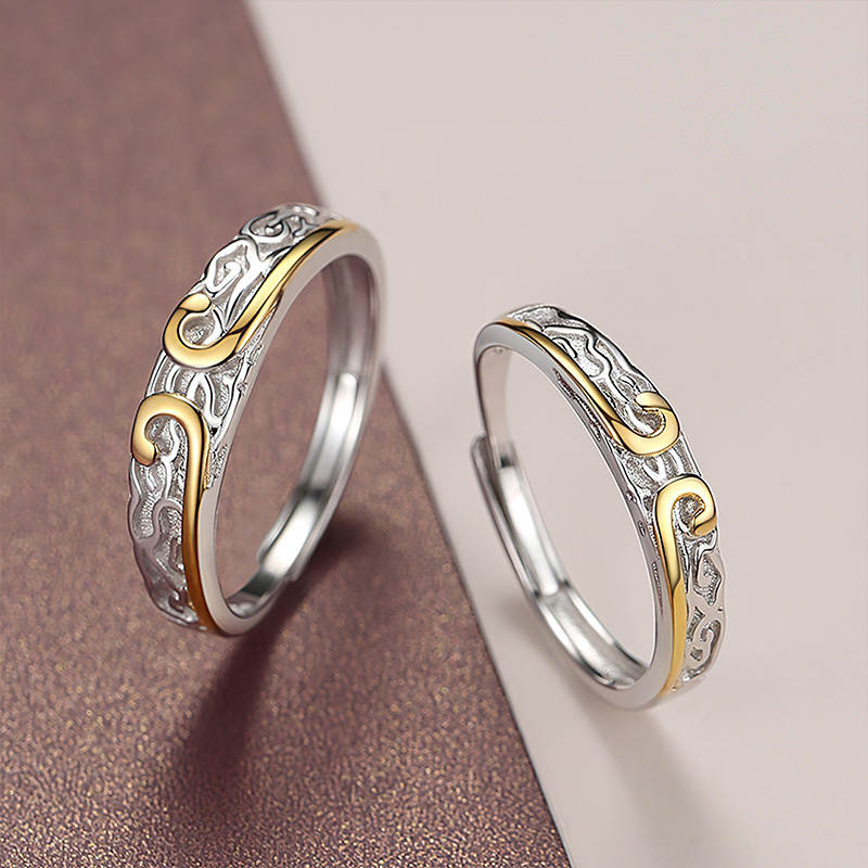 Sotiya Black Myth Wukong Two Tone Adjustable Couple Rings Sterling Silver-Sotiya