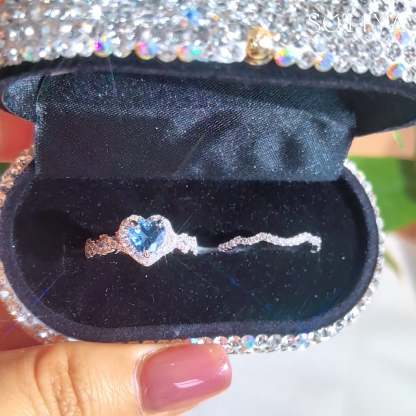 Sotiya Halo Heart Cut Twist Wedding Ring Set Sterling Silver