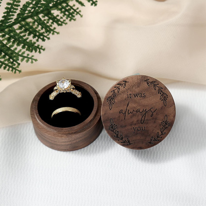 Sotiya Vintage Wooden Round Shape Two Hole Magnet Ring Box-Sotiya