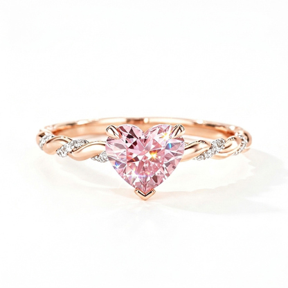 Sotiya Twist Heart Cut Pink VVS Moissanite Engagement Ring Sterling Silver