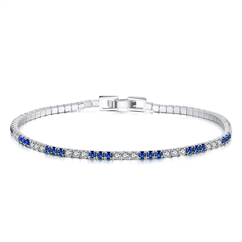 Sotiya Alternating Round Cut Tennis Bracelet Sterling Silver