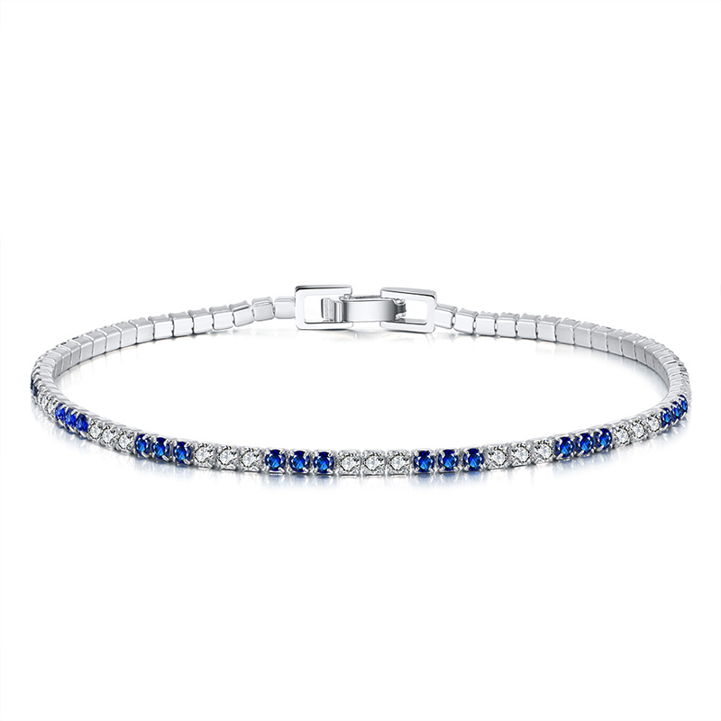 Sotiya Alternating Round Cut Tennis Bracelet Sterling Silver