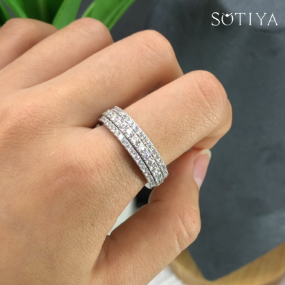 Sotiya Rotating Soothe Round Cut Moissanite Women's Wedding Ring Sterling Silver