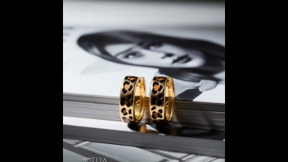 Sotiya Leopard Print Coffee Enamel Hoop Earrings Sterling Silver