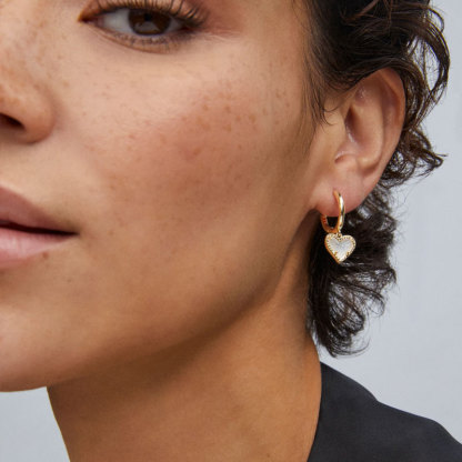 Sotiya White Heart 14K Gold Plated Drop Earrings-Sotiya