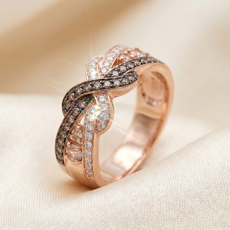 Sotiya Intertwined Infinity and Cross Knot Coffee Women's Wedding Ring Band Sterling Silver-Sotiya