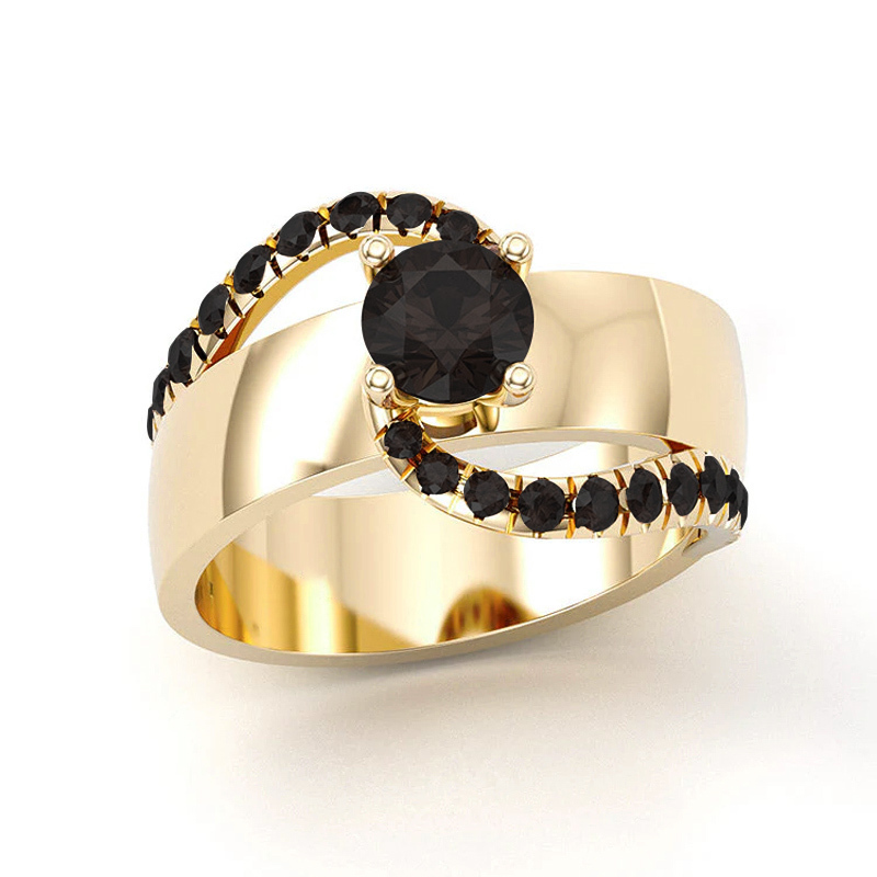 Sotiya Bypass Round Cut Cigar Coffee Engagement Ring Sterling Silver