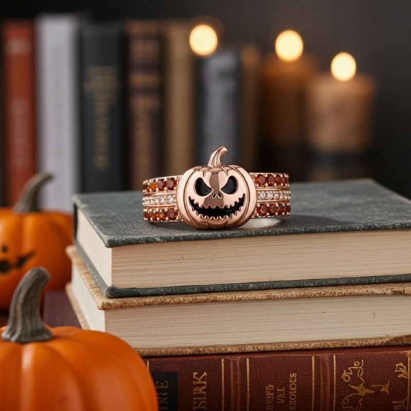 Sotiya Chocolate Skull Pumpkin Inspired Cocktail Ring Sterling Silver-Sotiya