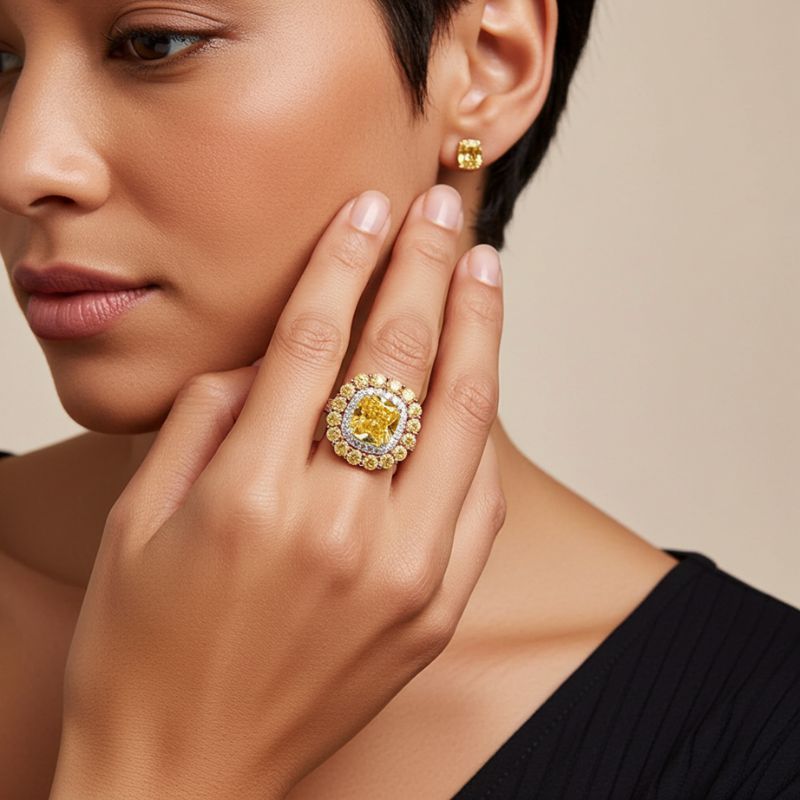 Sotiya Cathedral Double Halo Cushion Cut Engagement Ring Sterling Silver-Sotiya