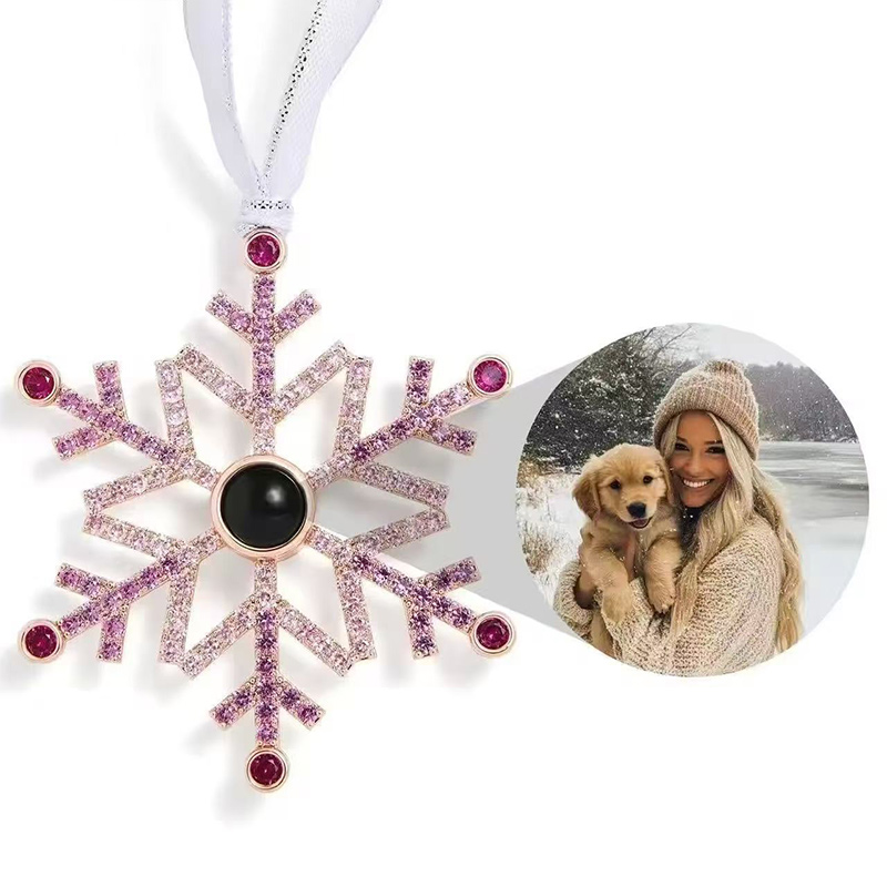 Sotiya Pink Ombre Snowflake Personalized Photo Ornament-Sotiya