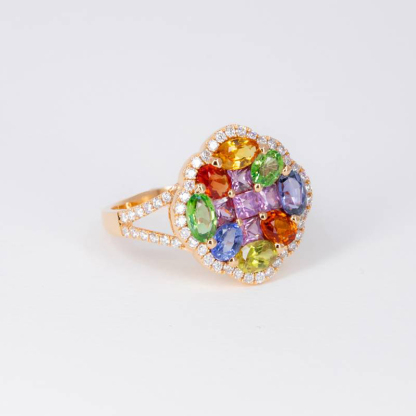 Sotiya Multi Color Cluster Cocktail Ring Sterling Silver-Sotiya
