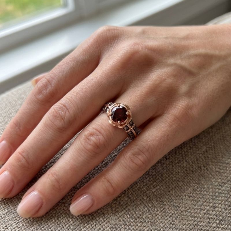 Sotiya Rose Design Faith Cross Coffee Round Cut Engagement Ring Sterling Silver-Sotiya