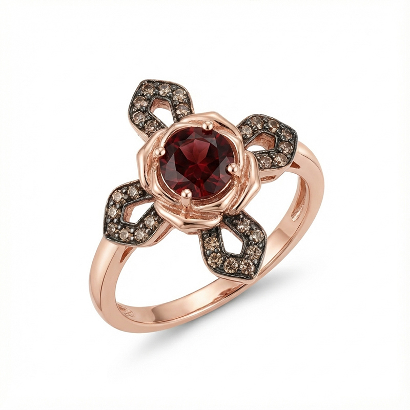 Sotiya Rose Design Faith Cross Coffee Round Cut Cocktail Ring Sterling Silver-Sotiya