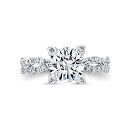 Sotiya Round Cut Twist Pave Engagement Ring Sterling Silver