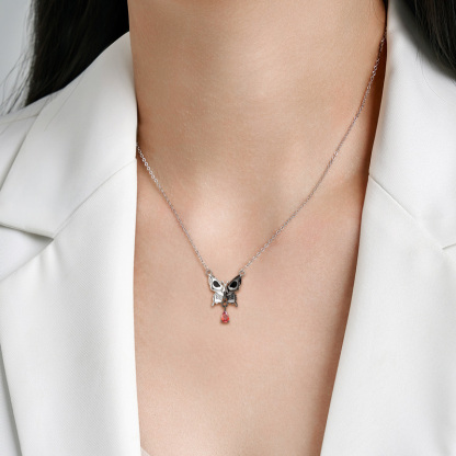 Sotiya Two Tone Butterfly Skull Necklace Sterling Silver-Sotiya