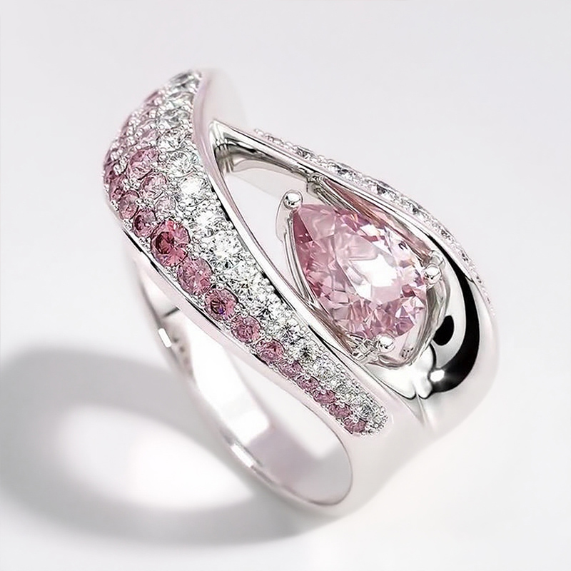 Sotiya Curved Pear Cut Cocktail Ring Sterling Silver-Sotiya