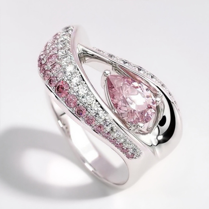 Sotiya Curved Pear Cut Cocktail Ring Sterling Silver-Sotiya