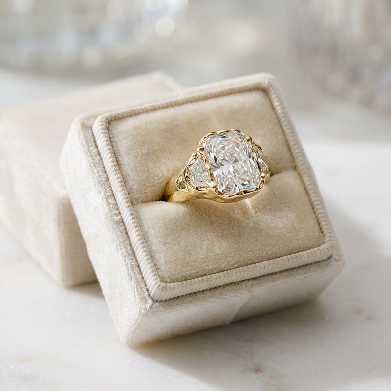 Sotiya Three Stone Radiant Cut Engagement Ring Sterling Silver-Sotiya