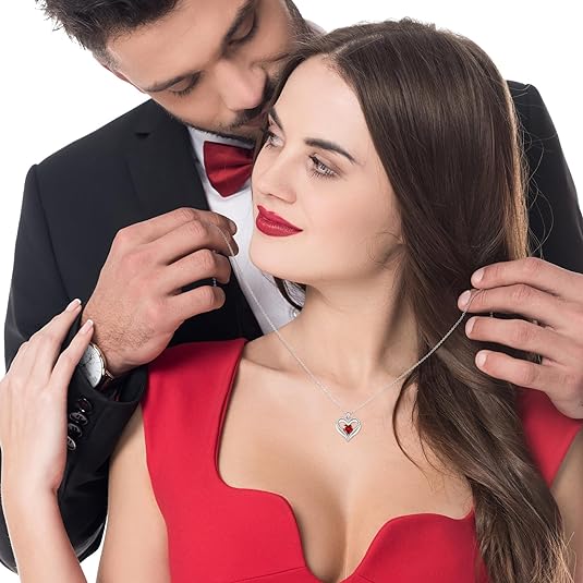 Sotiya 12 Birthstones Intertwined Heart Cut Necklace Sterling Silver-Sotiya