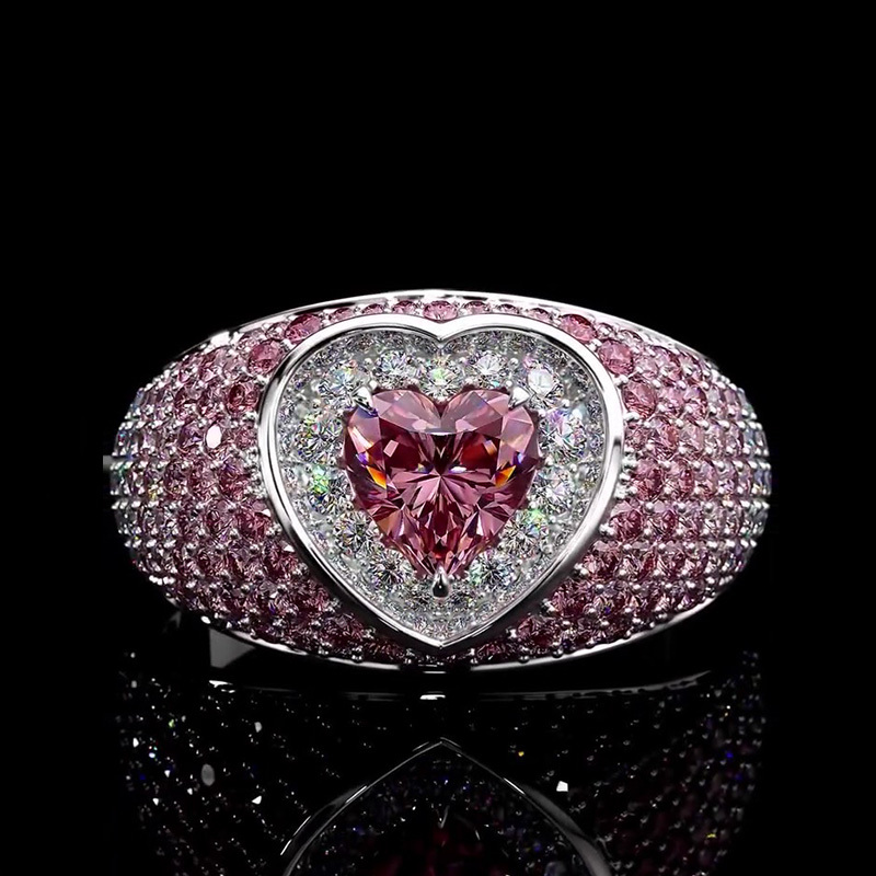 Sotiya Halo Heart Cut Gradient Micro Pave Coffee Engagement Ring Sterling Silver-Sotiya