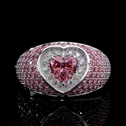 Sotiya Halo Heart Cut Gradient Micro Pave Coffee Engagement Ring Sterling Silver-Sotiya