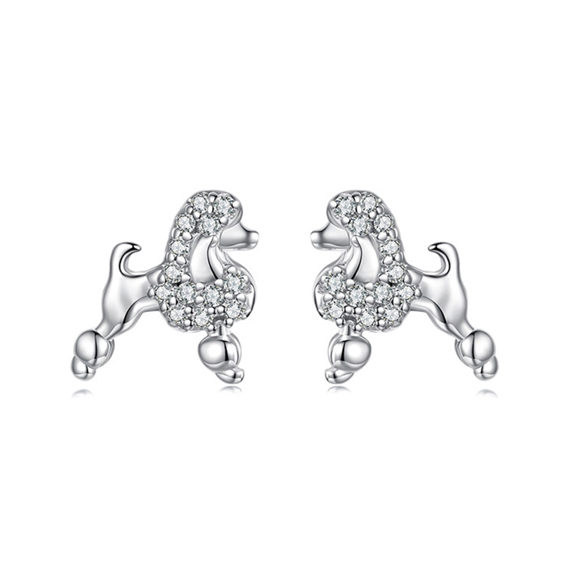 Sotiya Cute Poodle Dog Stud Earrings Sterling Silver-Sotiya