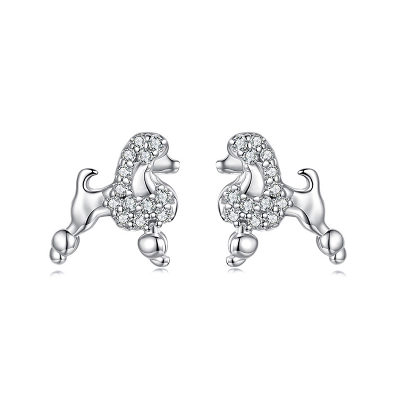 Sotiya Cute Poodle Dog Stud Earrings Sterling Silver-Sotiya