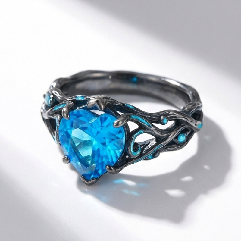 Sotiya Fluorescence Intertwined Heart Cut Engagement Ring Sterling Silver-Sotiya