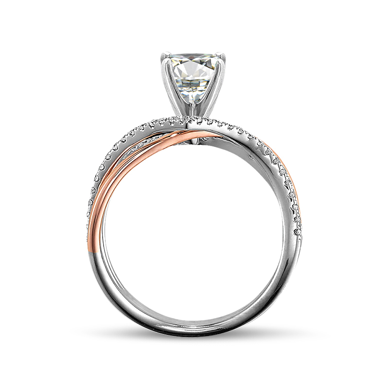 Sotiya Round Cut Crossover Two Tone Engagement Ring Sterling Silver