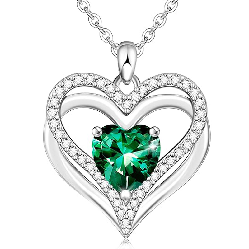 Sotiya 12 Birthstones Intertwined Heart Cut Necklace Sterling Silver-Sotiya