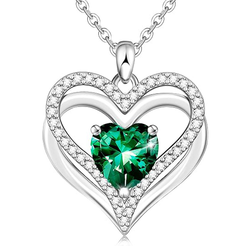 Sotiya 12 Birthstones Intertwined Heart Cut Necklace Sterling Silver-Sotiya