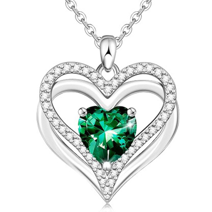 Sotiya 12 Birthstones Intertwined Heart Cut Necklace Sterling Silver-Sotiya