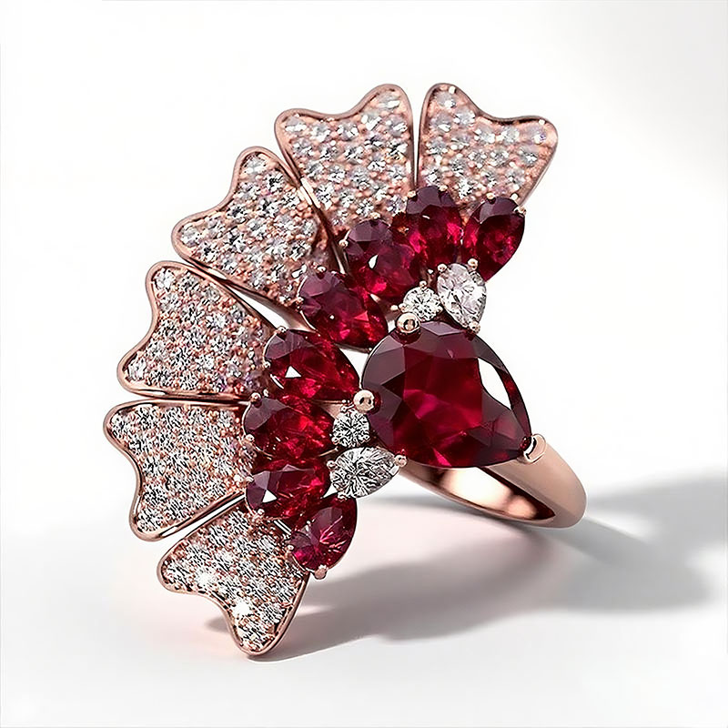 Sotiya Peacock Inspired Pear Cut Cocktail Ring Sterling Silver-Sotiya