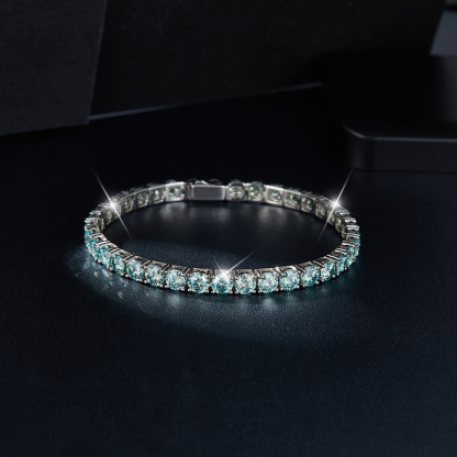 Sotiya Classic Round Cut Moissanite Tennis Bracelet Sterling Silver-Sotiya