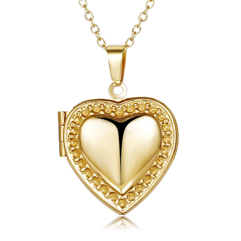 Sotiya Heart Shape Personalized Photo Locket Necklace Stainless Steel-Sotiya