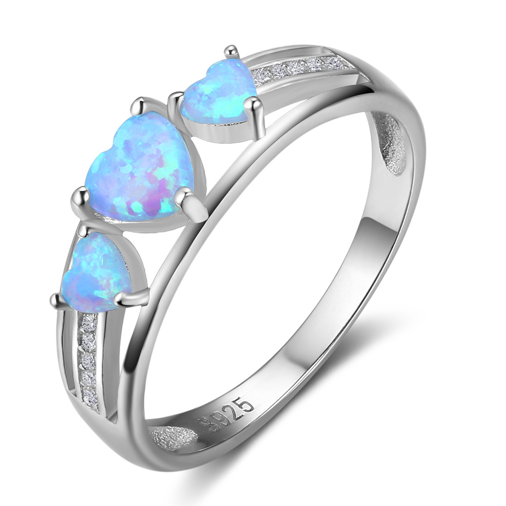 Sotiya Heart Cut Opal Three Stone Engagement Ring Sterling Silver-Sotiya