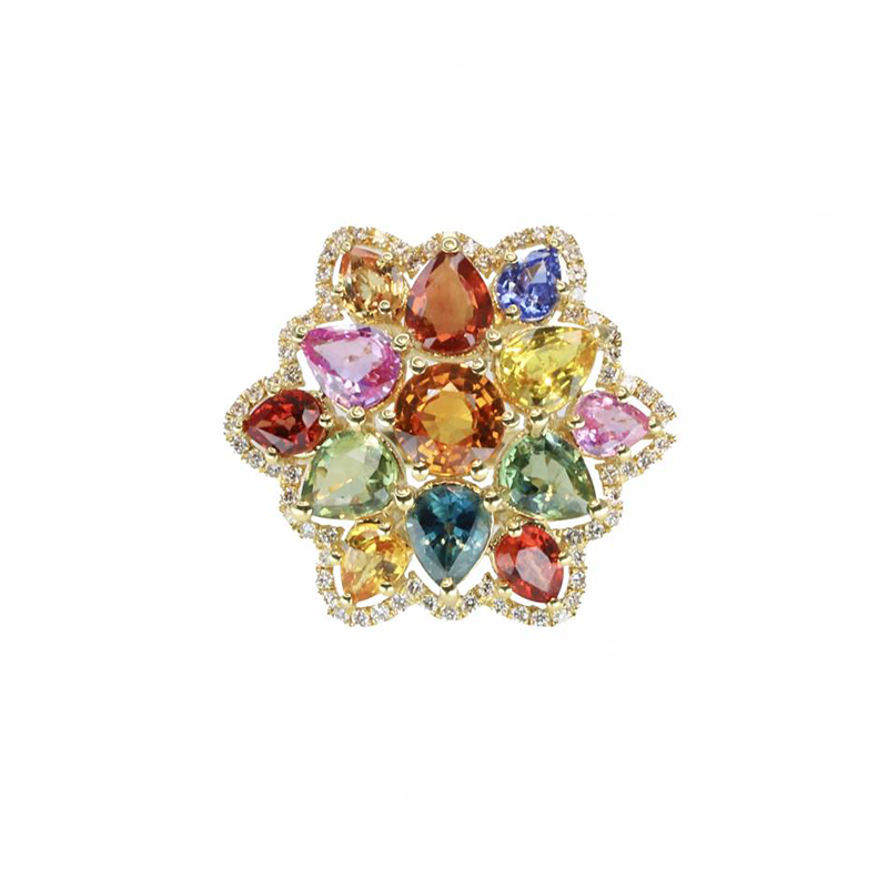 Sotiya Multi Color Flower Cocktail Ring Sterling Silver-Sotiya