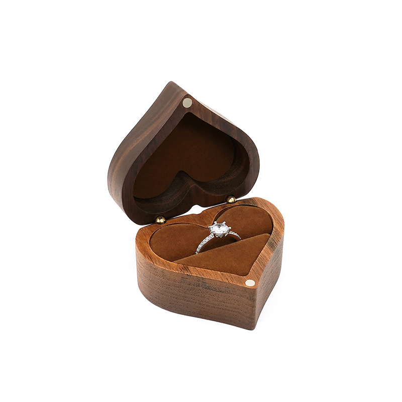 Sotiya Vintage Wooden Heart Shape Magnet Ring Box-Sotiya