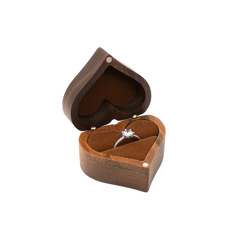 Sotiya Vintage Wooden Heart Shape Magnet Ring Box-Sotiya