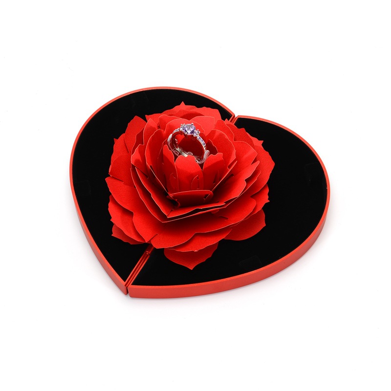 Sotiya Heart Shape Rose Flower Ring Box-Sotiya