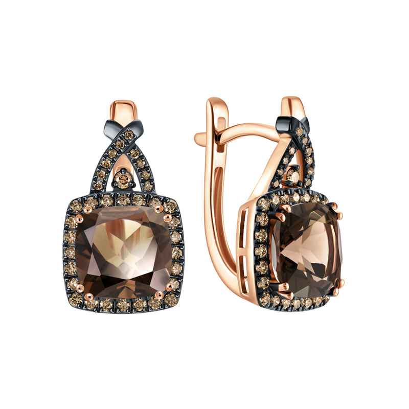 Sotiya Two Tone Halo Cushion Cut Coffee Hoop Earrings Sterling Silver